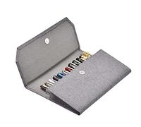 Lanxivi 12 Fountain Pen Case, Gray Organizer Bag, Waterproof Canvas Display Holder, Protective Sleeve Cover with Divider Slot