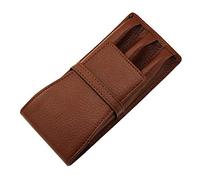 Lanxivi 3 Divided Slots Fountain Pen Case Genuine Coffee Leather Pouch Pen Organizer Carrying Holder
