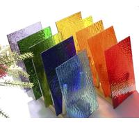 Lanyani 10 Sheets Bright Variety Transparent Textured Stained Glass Sheets Pack, 4 x 6 inch Large Cathedral Glass Mosaic Tiles for Crafts, Mixed Color