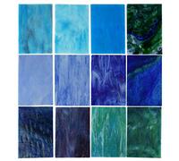 Lanyani 10 x Blue Cathedral Tinted Glass Sheets for Crafts