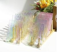 Lanyani 12 Sheets Iridescent Clear Textured Stained Glass Sheets for Crafts, 4x6 inch Cathedral Art Glass Packs for Mosaic Work