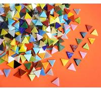 Lanyani 800 Pieces Triangle Mosaic Tiles Stained Glass 5/8 inch- Assorted Colors for Art Craft and Home Decorations - 500g/1.1lb -Opaque-1.1 pounds