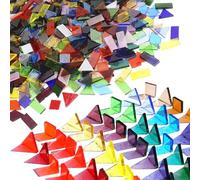 Lanyani 910 Pieces Large Transparent Stained Glass Mosaic Tiles Assortment Bulk, 2.2 Pounds Vibrant Colorful Cathedral Glass Mosaic Pieces for DIY Art Crafts, 4 Shapes Mixed Mosaic Tiles