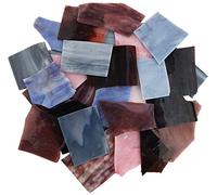 Lanyani Stained Glass Scrap Pieces Sheets, Glass Mosaic Tiles for Crafts, 35oz Value Pack,Assorted Colors and Textures