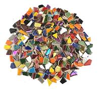 Lanyani Vibrant Broken Ceramic Tiles for Crafts Mosaics,Irregular Polished China Tile Scraps Stained Glass Pieces, Mixed Colors- 2Pounds/0.97 Square Foot