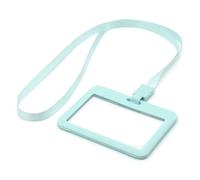 Lanyard and Badge Holder Pack of 12 ID Combo Sets by LanyardsTomorrow Includes Rigid Horizontal Contoured Identification Card Holder and Plain Coloured Neck Strap with Plastic Clip (Mint Green)