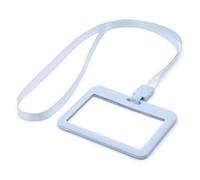 Lanyard and Badge Holder Pack of 12 ID Combo Sets by LanyardsTomorrow Includes Rigid Horizontal Contoured Identification Card Holder and Plain Coloured Neck Strap with Plastic Clip (Pastel Blue)