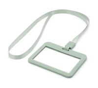 Lanyard and Badge Holder Pack of 12 ID Combo Sets by LanyardsTomorrow Includes Rigid Horizontal Contoured Identification Card Holder and Plain Coloured Neck Strap with Plastic Clip (Sage Green)