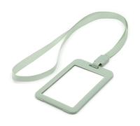 Lanyard and Badge Holder Pack of 12 ID Combo Sets by LanyardsTomorrow Includes Rigid Vertical Contoured Identification Card Holder and Plain Coloured Neck Strap with Plastic Clip (Sage Green)