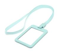 Lanyard and Badge Holder Pack of 12 ID Combo Sets by LanyardsTomorrow Includes Rigid Vertical Contoured Identification Card Holder and Plain Coloured Neck Strap with Plastic Clip (Mint Green)