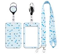 Lanyard ID Card Holder with Retractable Badge Reel Cute Blue Neck Strap Key Lanyard for Teacher Kids Nurse Student Cruise Office School ID Credit Cards