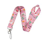 Lanyard Neck Strap, Cartoon Animal Lanyards with Safety Buckle, for ID Badge Holder, Keys, Work Permits, Mobile Phones (Color : Alpaca, Size : 45cm)