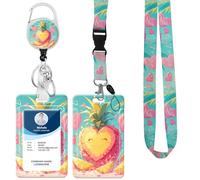 Lanyard with Badge Holder,Retractable Badge Reel with Detachable Neck Lanyard Strap and Vertical ID Holder for Nurse Doctor Students Office Staff (Lanyard Lovely Pineapple)