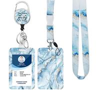 Lanyard with Badge Holder,Retractable Badge Reel with Detachable Neck Lanyard Strap and Vertical ID Holder for Nurse Doctor Students Office Staff (Lanyard Stay Positive Blue Marble)