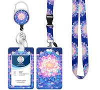 Lanyard with Badge Holder,Retractable Badge Reel with Detachable Neck Lanyard Strap and Vertical ID Holder for Nurse Doctor Students Office Staff (Lanyard Beautiful Mandala)