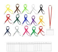 Lanyard with Card Holder, 15Pcs Lanyard with 15Pcs Card Holder, Clear Waterproof ID Card Holders Name Tag Badge Card Holders with Neck Lanyard, for Work Badges ID Cards Key Rings