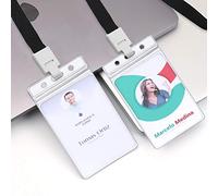 Lanyard with Card Holder 5 Sets Id Card Holders with Lanyard, Premium Soft Lanyards for Neck Badge Lanyards with Mental Clip, for Keys USB ID Card Phone Detachable Waterproof Transparent Badge Holder