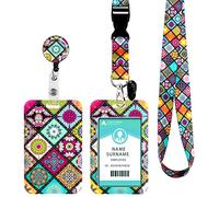 Lanyard with Card Holder, Adjustable Retractable Lanyards ID Badge Holder, for ID Card, Office, School(Mandala)