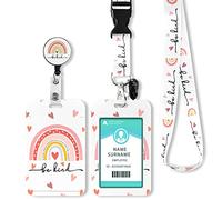Lanyard with Card Holder, Adjustable Retractable Lanyards ID Badge Holder, for ID Card, Office, School(Pink Rainbow)