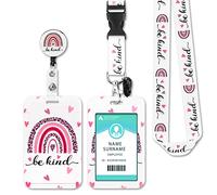 Lanyard with Card Holder, Adjustable Retractable Lanyards ID Badge Holder, for ID Card, Office, School(Rose Rainbow)