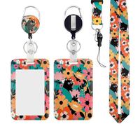 Lanyard with Card Holder & ID Card Holders -Retractable Reel & Detachable Lanyard Strap, Vertical Plastic Card Protector for Women, Teacher, Student