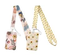 Lanyard with Card Holder ID Keys,Adjustable Retractable Lanyards ID Badge Holder,Bee Neck Strap Lanyard for Keys for Women Kid Nurses Doctor Students