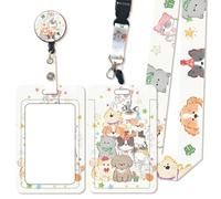 Lanyard with Card Holder, Retractable Badge Holder, Neck Strap Lanyard and Waterproof Transparent Badge Holder for ID Card, Office Supplies, Autism Lanyard for Kids Teens Adults (Pets)