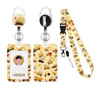Lanyard with Card Holder, Retractable Badge Reel with Belt Clip for Id Badge Holder Keys Cute Excavators Neck Key Lanyard Detachable for Kids Women Nurses Teacher Student School Supplies