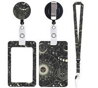 Lanyard with Card Holder, Retractable ID Card Holder, Extendable Reel Sun and Moon Keychain Keyring Lanyard for Teachers, Nurses, Employees and Students
