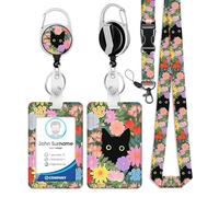 Lanyard with Card Holder, Retractable Neck Strap, Retractable Badge Holder, Carabiner Hook and Detachable Lanyard, Hard Vertical Card Protector for Business, Office, Exhibition,