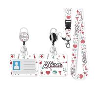 Lanyard with Identity Card Holder Nurse Badge Retractable Keychain Lanyard Card Case with Retractable Reel Office Staff
