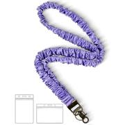 Lanyardio Stretchy Scrunchie Lanyard for ID Badges Keys, Cute Teacher Lanyard for Women with 2 Card Holders 19.6 Inch