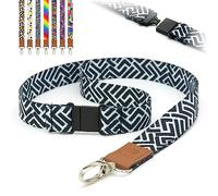 Lanyards Black and white Chevron Edge Pattern Pre-Printed Safety Breakaway Pull, Metal Clip, ID Badge Holders Funky 2cm Flat Lanyard Neck Strap by LanyardsTomorrow Pack of 50