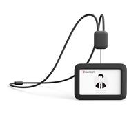 Lanyards for ID Badges Holder, SANTLET Silicone ID Badge Holder Name Card Case Protector with Retractable Cord, Safety Breakaway Buckle, 2 Card Slots for Office Staff Employees, Horizontal Black