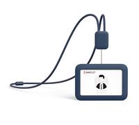 Lanyards for ID Badges Holder, SANTLET Silicone ID Badge Holder Name Card Case Protector with Retractable Cord, Safety Breakaway Buckle, 2 Card Slots for Office Staff Employees, Horizontal Navy Blue