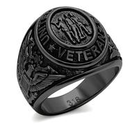 Lanyjewelry 316 Stainless Steel Respect US Military Veteran Mens Wide Band Ring, Steel, No Gemstone