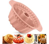 LANYOTA Cake Mould Silicone Baking Pan, 24cm 9.5'' Fluted Tube Cake Pan Ring Cake Tin for Baking, Round Baking Tin with Handle Grips, Non-Stick Coating for Chiffon Cake Cheesecake Gugelhupf (Pink)