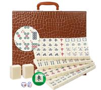 LANYOTA Mahjong Set, 3.6x2.7cm,Chinese Mahjong Game Set with Carrying Travel Case,1.5’’ Large 144+2 Tiles with Arabic Numerals, 2 Dice 1 Wind Indicator (Ivory)