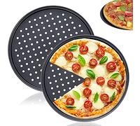 LANYOTA Pizza Pans,2pcs 12'' Baking Tray Round Non-Stick Perforated Pizza Baking Set,PizzaPans with Holes for Home Kitchen Oven