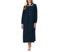 Lanz of Salzburg Women's Sleepwear Long Sleeve Classic Peterpan Flannel Nightgown, Black Watch Plaid, M
