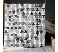 LanZanthic Black and White Mosaic Shower Curtains for Bathroom Grey Geometric Modern Abstract Wet Room Shower Curtain with hooks, Mould Proof Resistant, Waterproof, Washable, Fabric, 180 x 240 cm
