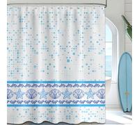 LanZanthic Blue Mosaic Shower Curtains for Bathroom Ocean Modern Geometric Wet Room Shower Curtain with hooks, Mould Proof Resistant, Waterproof, Washable, Fabric, 180 x 200 cm