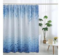 LanZanthic Mosaic Shower Curtains for Bathroom Blue Modern Geometry Ombre Wet Room Shower Curtain, Washable, Waterproof, Cloth Fabric, 180 x 240 cm