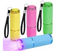 LANZHANFEI 4 Pack Mini Torch Set, Super Bright Small Torches with 9 LEDs, Battery Powered for Kids & Adults, Camping Hiking Outdoor Gifts,Purple Light (Batteries Not Included)