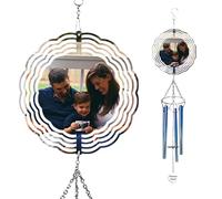 LANZOL Wind Chime Personalized with Name & Photo, in Loving Memory - Sympathy Gifts - Keepsake Loss of Beloved One - Listen to The Wind and Think of Me Wind Chime 8"/20cm