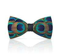 Lanzonia Peacock Feather Bow Ties for Men Handmade Bowtie for Wedding Dating