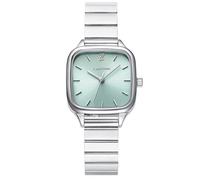 LANZOOM Women’s Square Watch Light Green Dial with Silver Stainless Steel Strap, Minimalist Luxury Design, 3ATM Waterproof, Elegant Silver Dress Watch for Women