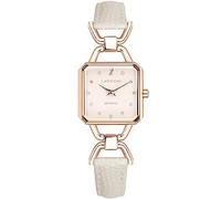 LANZOOM Women's Quartz Watch, Elegant Crystal Gradation Square Dial,Stainless case, 3ATM Water Resistance, Rose Gold+Ivory, Elegance，Fashion