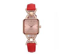 LANZOOM Women's Quartz Watch, Elegant Crystal Gradation Square Dial,Stainless case, 3ATM Water Resistance, Red, Retro