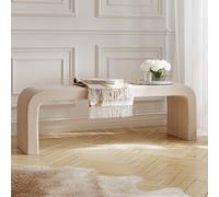 Lao Curved Boucle Dining Bench champagne beige